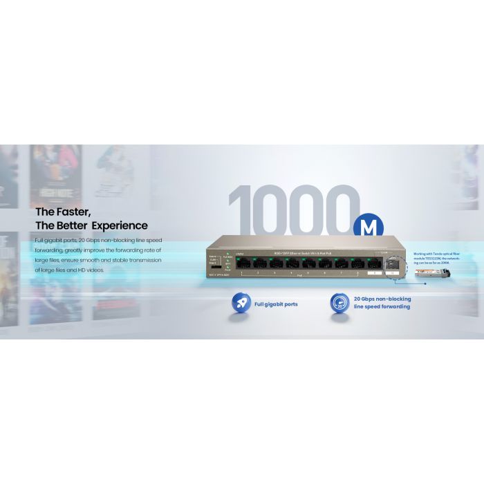 Коммутатор сетевой Tenda TEG1110PF-8-102W изображение 6
