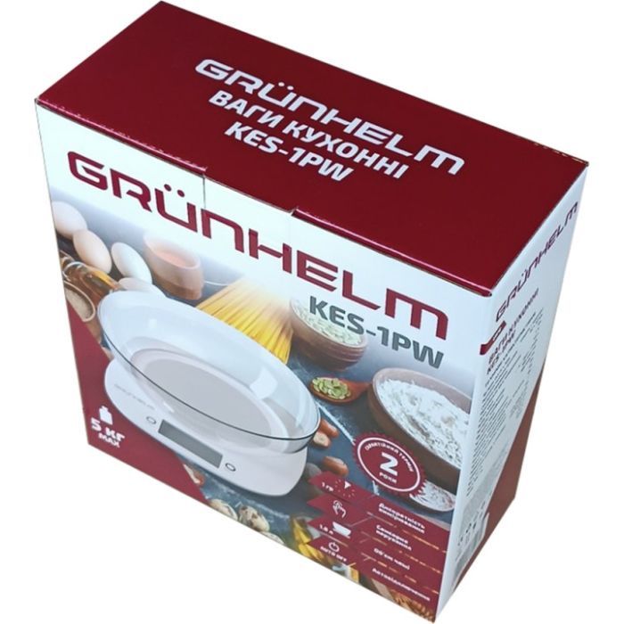 Весы кухонные Grunhelm KES-1PW изображение 6