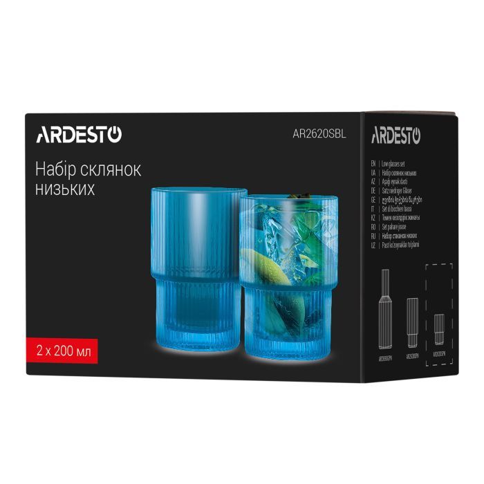 Набор стаканов Ardesto 200мл, 2шт, скло, золотистий (AR2620GG) изображение 7
