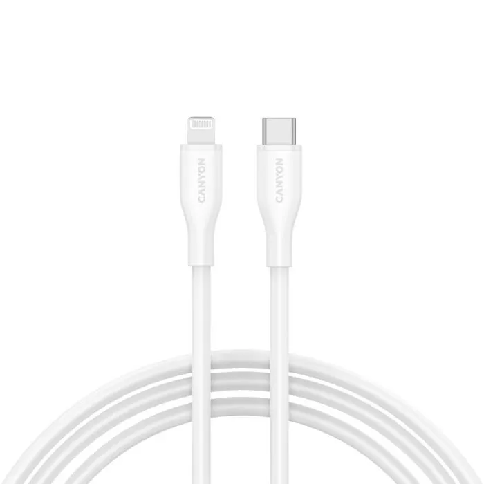 Дата кабель USB-C to Lightning 1.0m CLNM60 C-L 60W MFI Silicon White Canyon (CNS-CLNM60SC10W)
