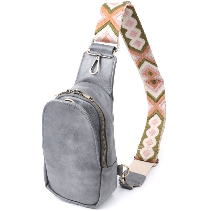 Сумка Vintage Через плечо из экокожи Серая (22792)