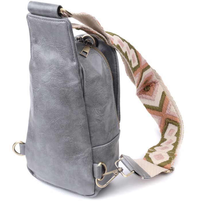 Сумка Vintage Через плечо из экокожи Серая (22792) изображение 2