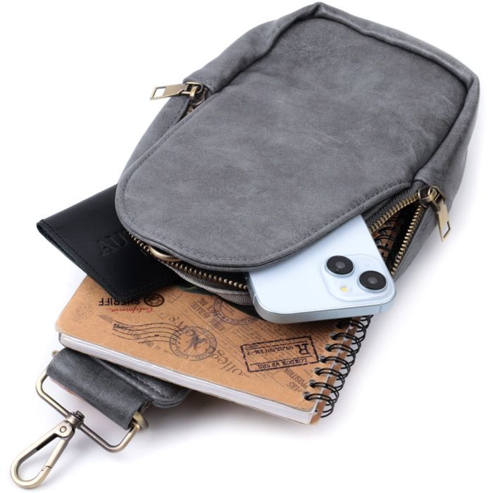 Сумка Vintage Через плечо из экокожи Серая (22792) изображение 8