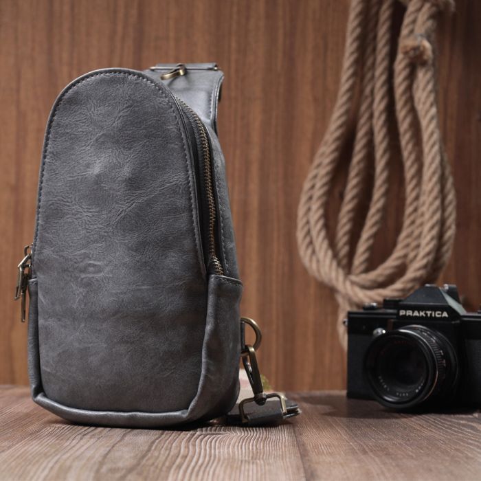 Сумка Vintage Через плечо из экокожи Серая (22792) изображение 9