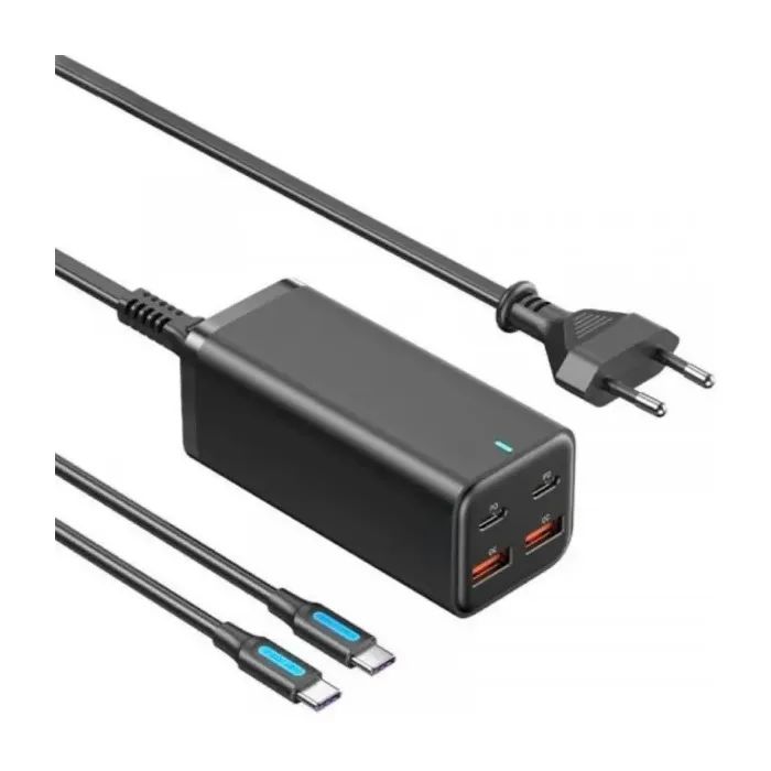Зарядное устройство Vention 4xUSB 100W (2xUSB-C+2xUSB-A) PD3.0/QC 3.0/GaN Black (FBSBG-EU)