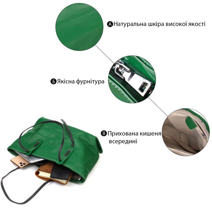 Сумка Vintage Из натуральной кожи Черная (22119) изображение 5