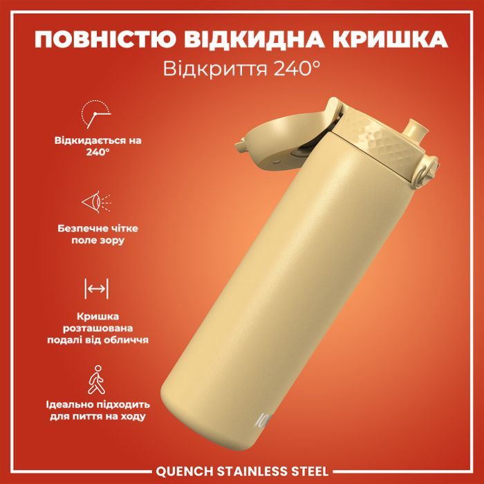 Пляшка для води ION8 OneTouch Stainless Steel 1200 мл Grey (I8SS1000GRY) зображення 3