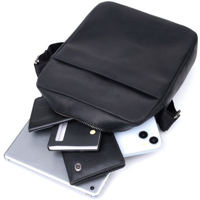 Сумка Shvigel Через плечо из матовой натуральной кожи Черная (22848) изображение 8