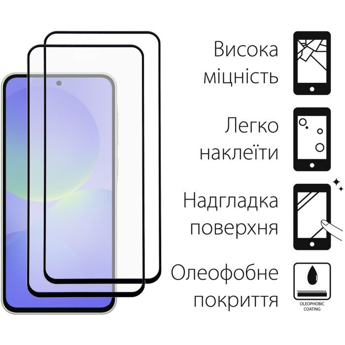 Чехол для мобильного телефона Dengos Samsung Galaxy A36 Matte + glass 2pcs (Black) (DG-CTG2P-15) изображение 3