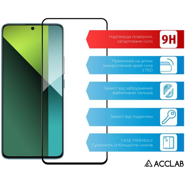 Стекло защитное ACCLAB Full Glue Xiaomi Redmi Note 13 Pro 5G Black (1283126583803) изображение 3