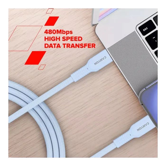 Дата кабель USB-C to USB-C 1.0m OnWire 60CL C-C 60W COLOR Braided 1m Purple Canyon (CND-CCAP60AB10PU) зображення 7