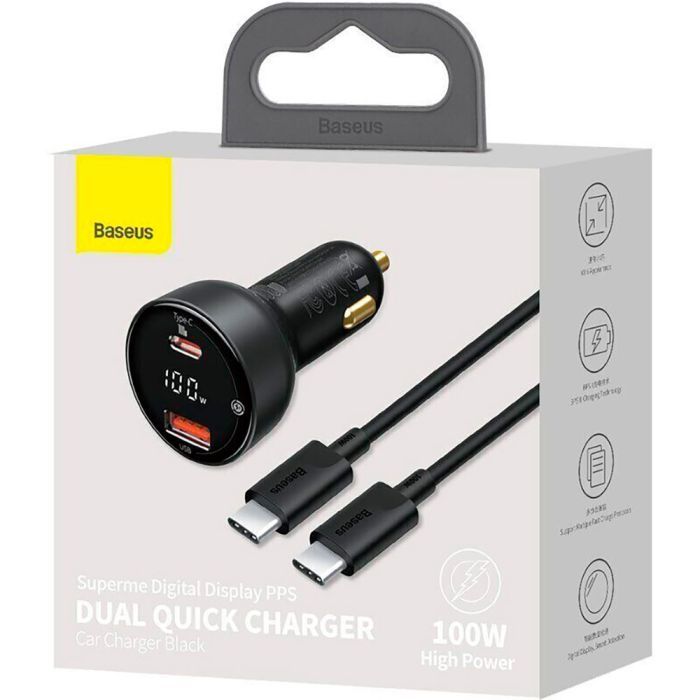 Зарядное устройство Baseus Superme Digital Display PPS Dual Quick Charger Car Charger black (TZCCZX-01) изображение 6