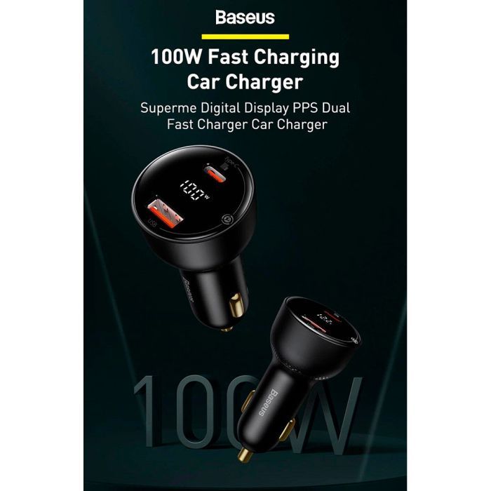 Зарядное устройство Baseus Superme Digital Display PPS Dual Quick Charger Car Charger black (TZCCZX-01) изображение 7