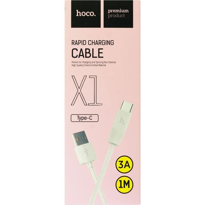 Дата кабель USB 2.0 AM to USB-C 1.0m 3A PVC X1 white HOCO (6957531032045) изображение 2