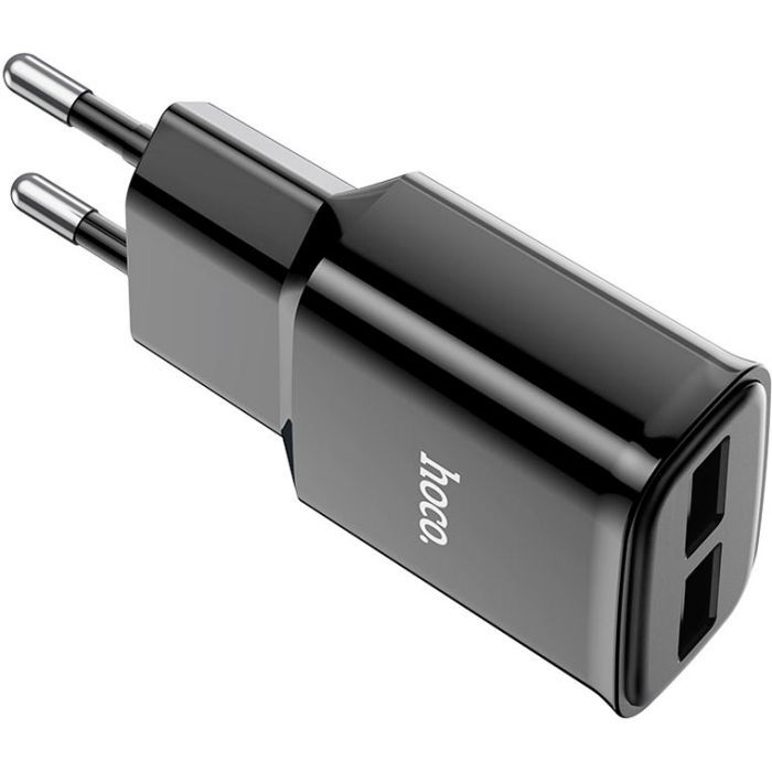 Зарядное устройство HOCO C88A Star round 2xUSB + cable Micro 12W Black (6931474749529) изображение 3