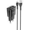 Зарядное устройство HOCO C88A Star round 2xUSB + cable Micro 12W Black (6931474749529)