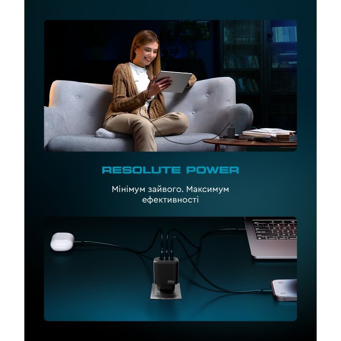 Зарядное устройство Armorstandart ARP-621 Resolute Power USB-C 65W GaN Black (ARM70023) изображение 11