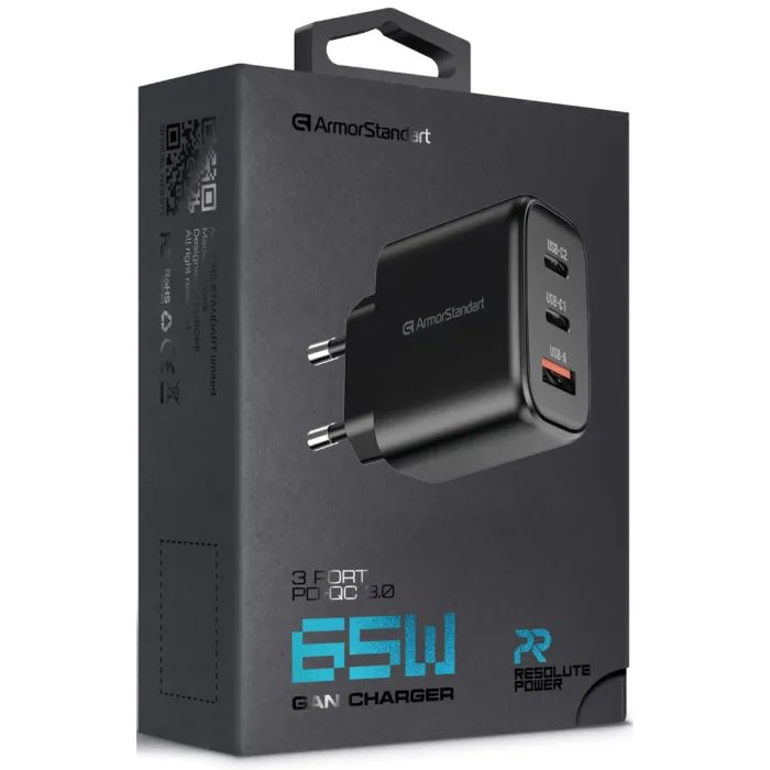 Зарядное устройство Armorstandart ARP-621 Resolute Power USB-C 65W GaN Black (ARM70023) изображение 12