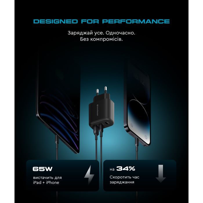 Зарядное устройство Armorstandart ARP-621 Resolute Power USB-C 65W GaN Black (ARM70023) изображение 3