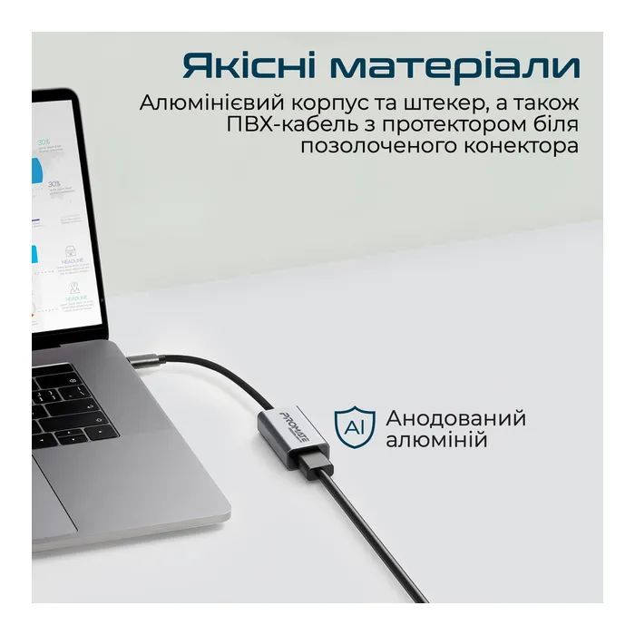 Переходник USB-C to HDMI 4K30Hz grey Promate (medialink-h1.grey) изображение 4