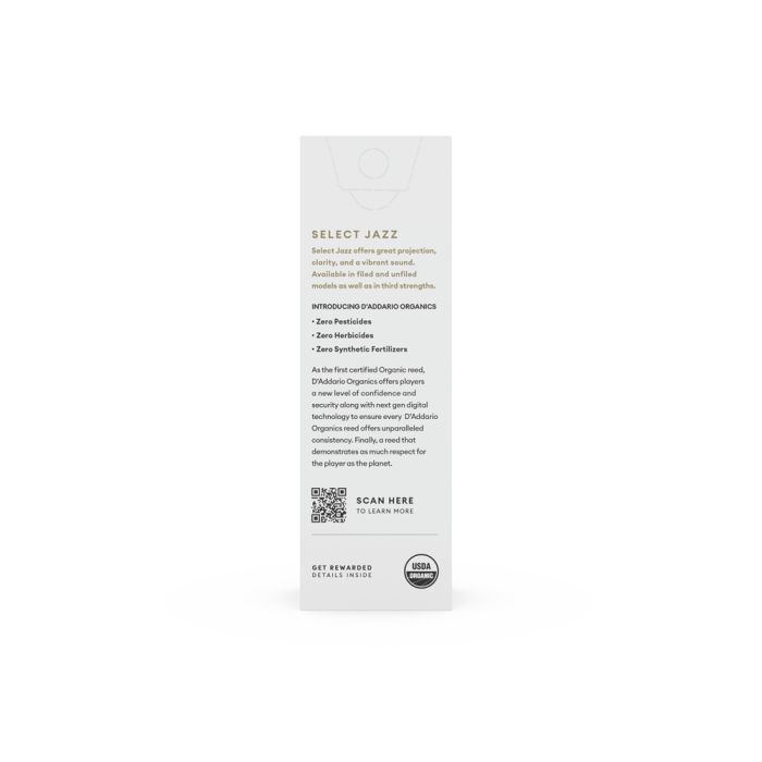 Тростина для саксофона D'Addario Organic Select Jazz - Tenor Sax Filed 3M - 5 Pack (ORSF05TSX3M) зображення 4