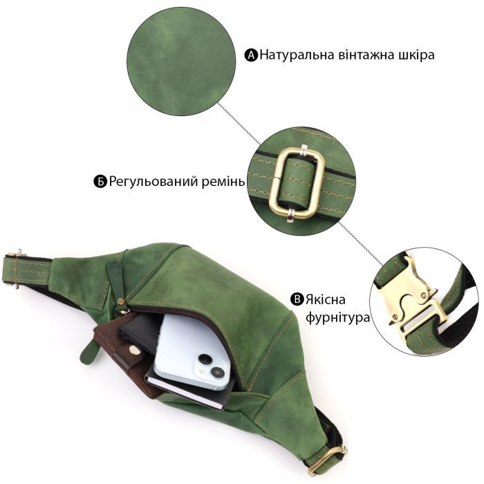 Сумка Shvigel Из натуральной кожи Зеленая (23124) изображение 4