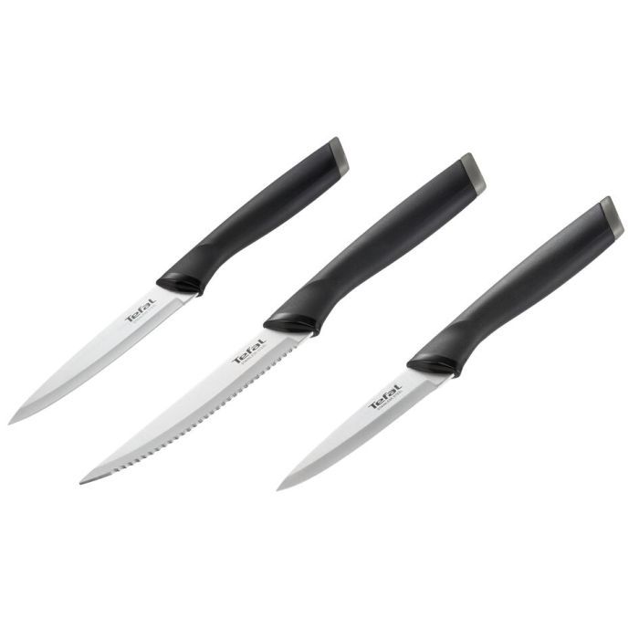 Набор ножей Tefal Essential 3шт, нержавіюча сталь, пластик, чорний (K2219455)