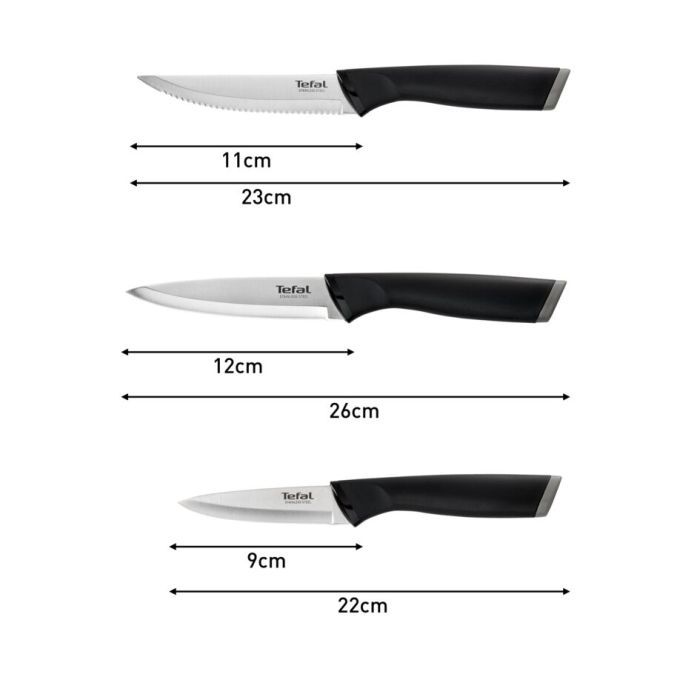 Набор ножей Tefal Essential 3шт, нержавіюча сталь, пластик, чорний (K2219455) изображение 8