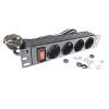 Силовой блок 10" 1U, 4xSchuko, кабель 1.8м, вилка Schuko, алюм. корпус Eserver (WT-2316A) изображение 2