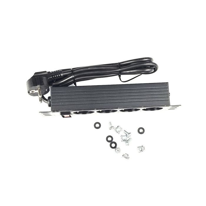 Силовой блок 10" 1U, 4xSchuko, кабель 1.8м, вилка Schuko, алюм. корпус Eserver (WT-2316A) изображение 3