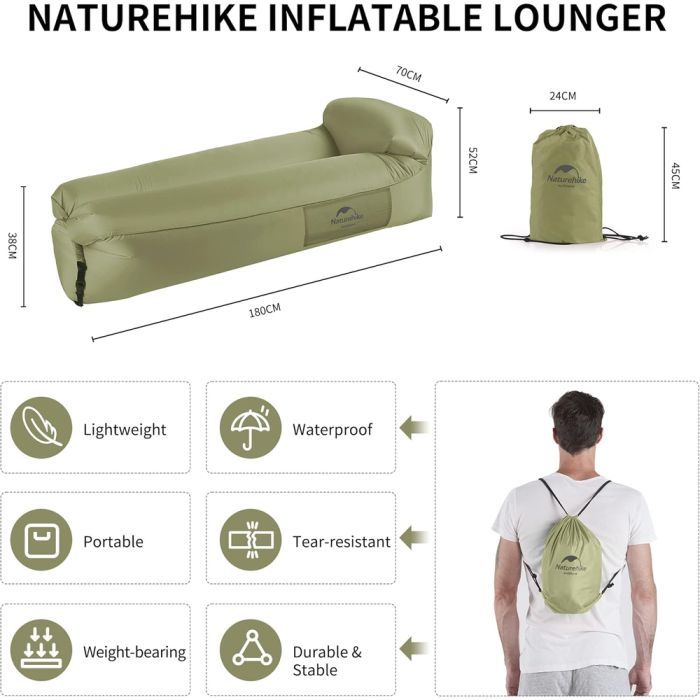 Крісло складане Naturehike Ламзак NH20FCD06 оливковий (6927595777053) зображення 4