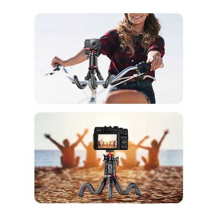Штатив RTAKO C03 Octopus Extendable Tripod Selfie Stick (with Detachable Phone Holder) Black (6942063212416) изображение 4