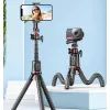 Штатив RTAKO C03 Octopus Extendable Tripod Selfie Stick (with Detachable Phone Holder) Black (6942063212416) изображение 8