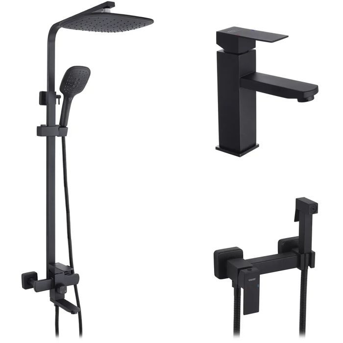 Душовий гарнітур Kroner Edelstahl Kubus-SCH063 + змішувач Edelstahl Kubus-SCH010 + змішувач Edelstahl Kubus-SCH052 (CVS30184)