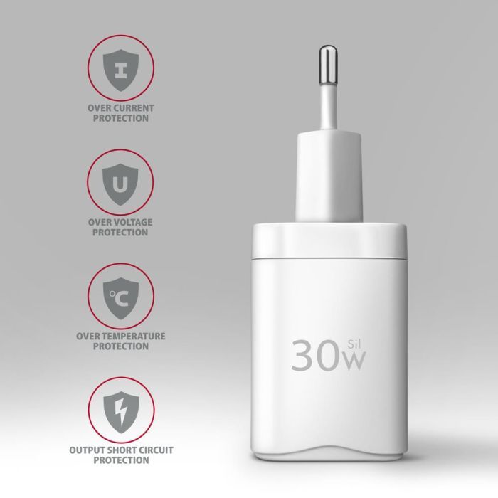 Зарядний пристрій AXAGON 1xUSB QC4.0 + 1xUSB-C PD30W PPS white (ACU-PQ30W) зображення 6