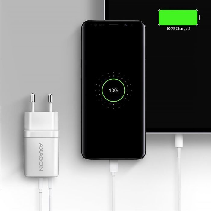 Зарядний пристрій AXAGON 1xUSB QC4.0 + 1xUSB-C PD30W PPS white (ACU-PQ30W) зображення 7