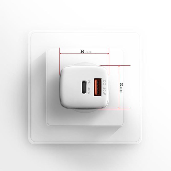 Зарядний пристрій AXAGON 1xUSB QC4.0 + 1xUSB-C PD30W PPS white (ACU-PQ30W) зображення 9