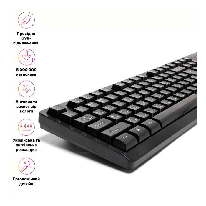 Клавиатура Hölmer K-02OF USB UA Black (K-02OF) изображение 6