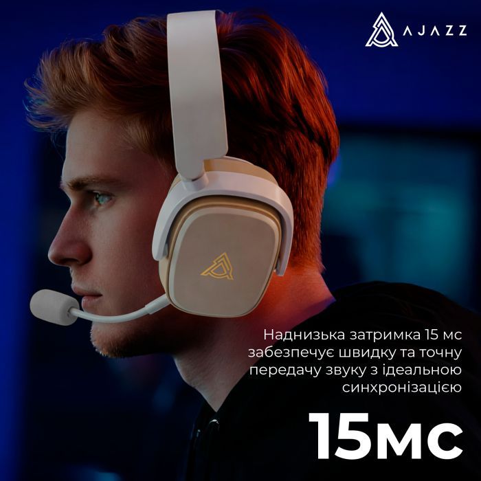 Наушники Ajazz AHM09 MAX 3-Mode Gray/White (AHM09-MAX-GW) изображение 11