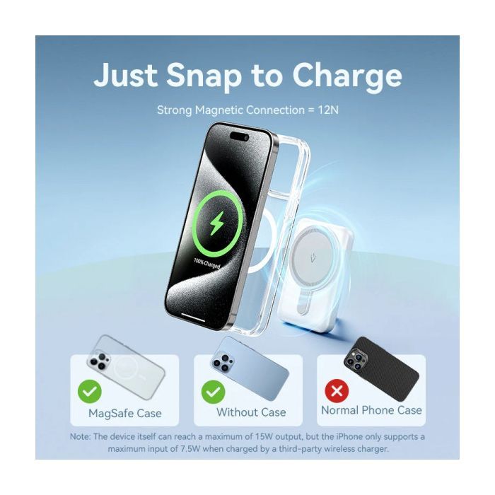 Батарея універсальна VENTION Magnetic Wireless 5000mAh 20W PD, USB-C, QI-15W Pink (FHSP0) зображення 4