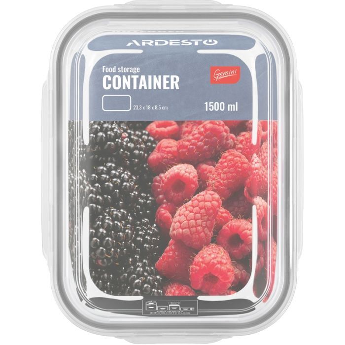 Пищевой контейнер Ardesto Gemini прямокутний, 1.06л, боросилікатне скло, прозорий (AR1210BRC) изображение 6