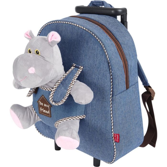 Рюкзак детский Perletti Toys Holly Hippo з м''якою іграшкою, на колесах, джинсовий (P13074) изображение 2