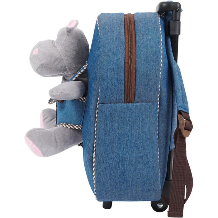 Рюкзак детский Perletti Toys Holly Hippo з м''якою іграшкою, на колесах, джинсовий (P13074) изображение 3