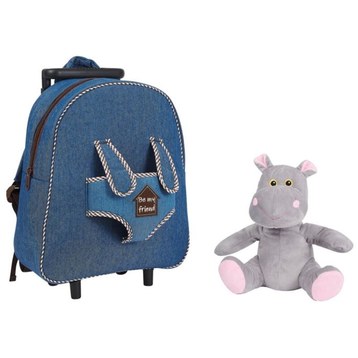 Рюкзак детский Perletti Toys Holly Hippo з м''якою іграшкою, на колесах, джинсовий (P13074) изображение 5