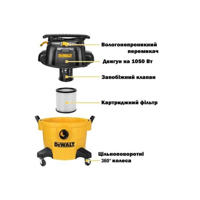 Пылесос строительный DeWALT DXV20PC изображение 3