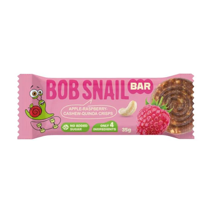 Батончик детский Bob Snail Яблоко, малина, кешью и кроссы киноа 35 г (1740726)