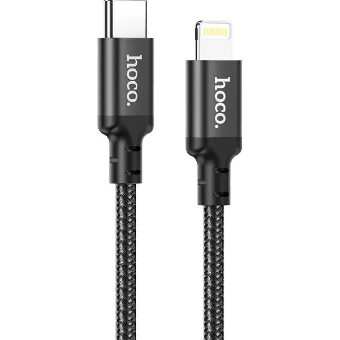 Дата кабель USB-C to Lightning 2.0m 3A 20W nylon X14 black HOCO (6931474752208)