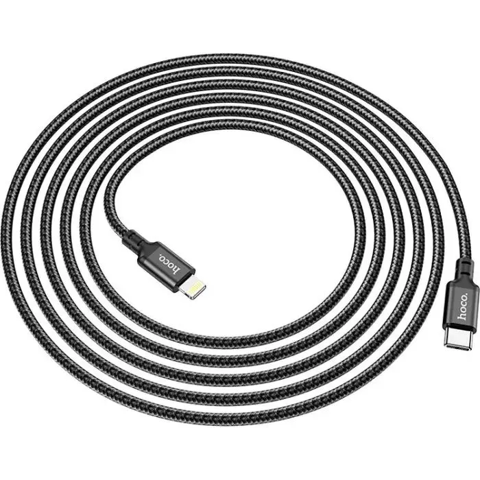 Дата кабель USB-C to Lightning 2.0m 3A 20W nylon X14 black HOCO (6931474752208) изображение 3