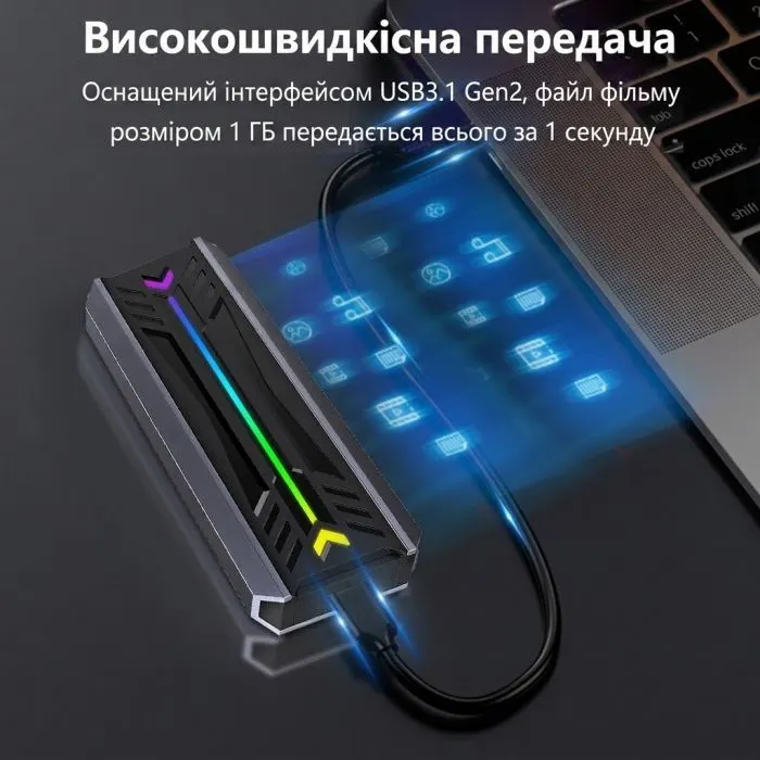 Карман внешний Dynamode M.2 SSD NVMe/SATA to USB-C USB 3.2 Gen2 tool-free (DM-CAD-SSD16) изображение 7
