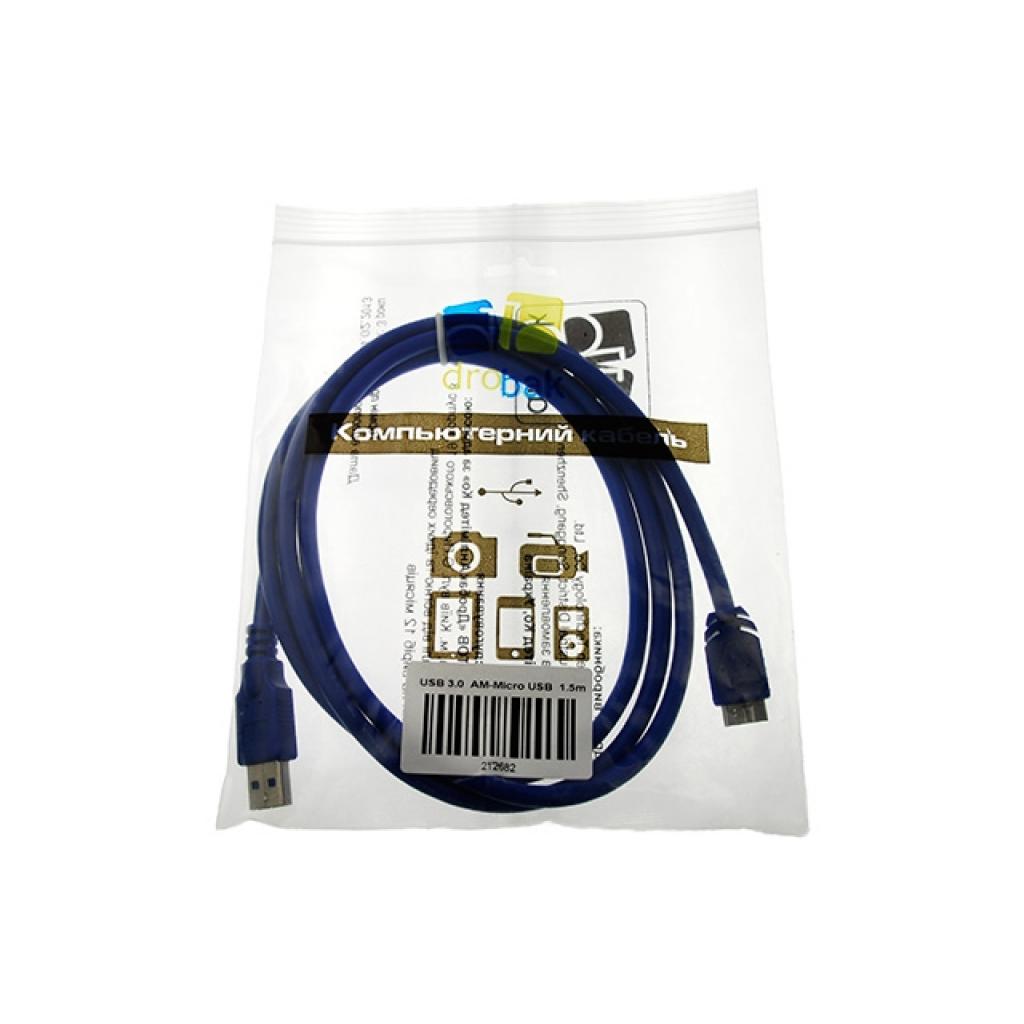 Дата кабель USB 3.0 AM–Micro USB Тип B 1,5м Drobak (212682) изображение 3